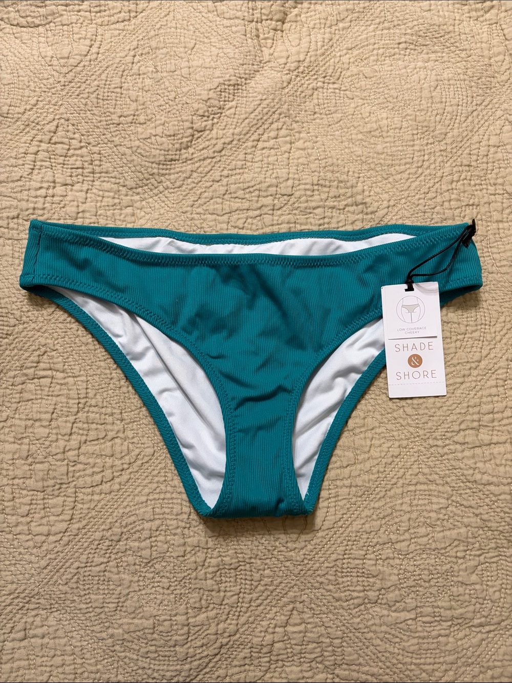 Shade & Shore Teal Ribbed Bikini Bottom (size XS: 0-2)
